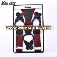 Popular 6 button holes formal red mens button braces for trousers